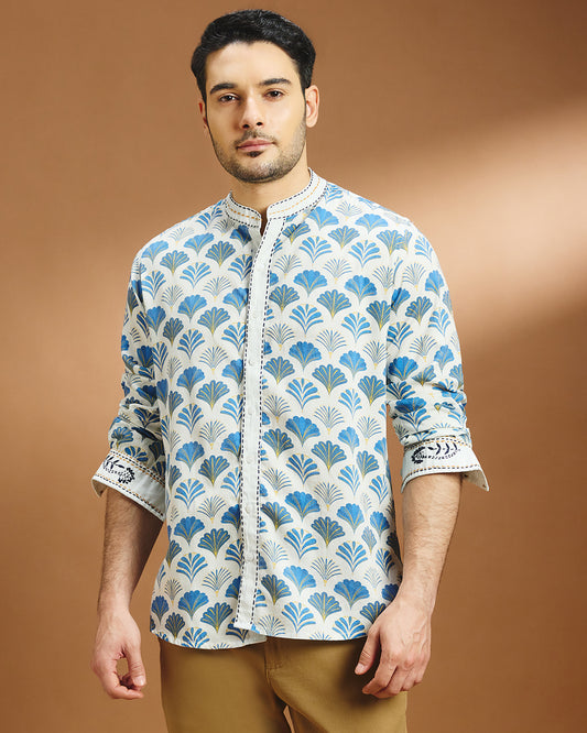 Art Deco cotton printed shirt - Ivory