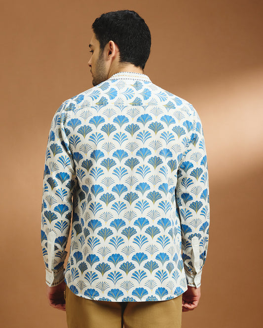 Art Deco cotton printed shirt - Ivory