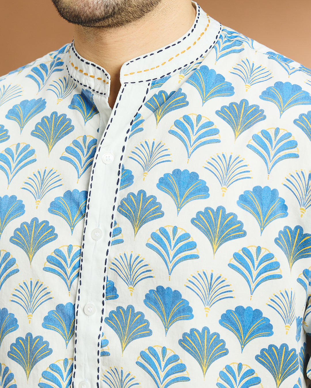Art Deco cotton printed shirt - Ivory