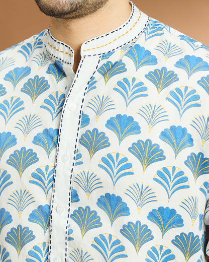Art Deco cotton printed shirt - Ivory