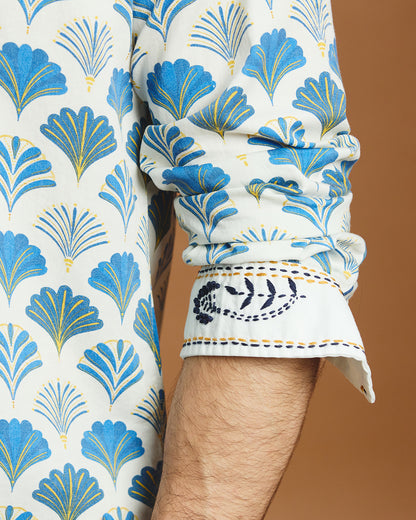 Art Deco cotton printed shirt - Ivory