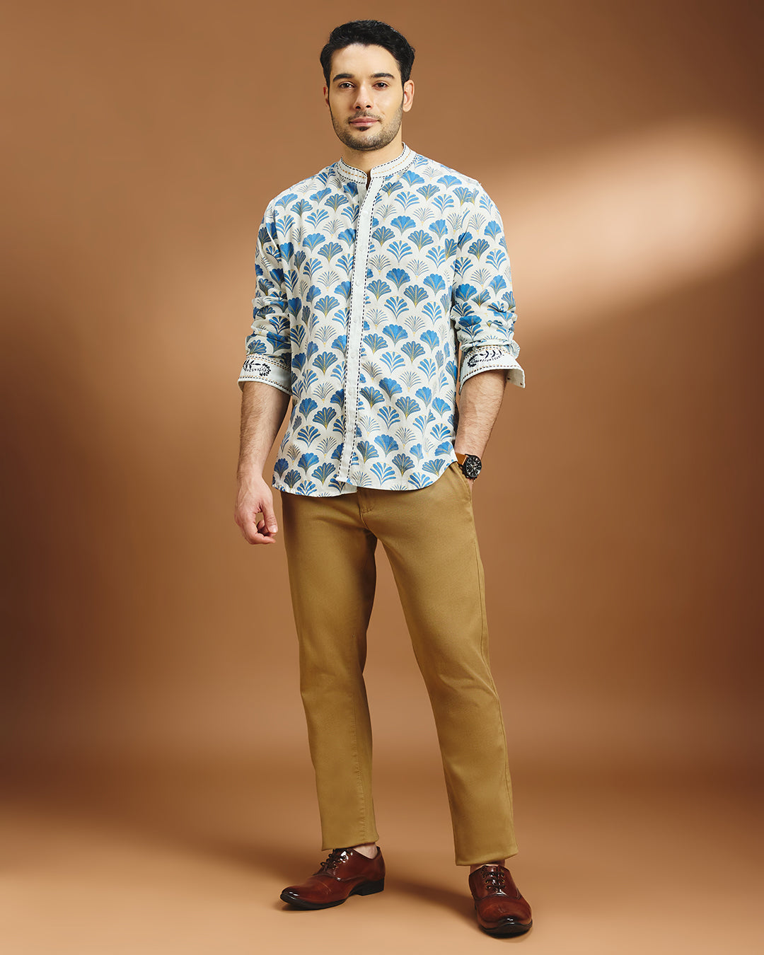 Art Deco cotton printed shirt - Ivory