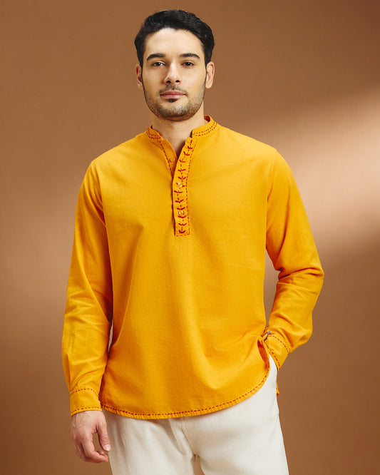 Utsav Festive Shirt - Marigold Yellow