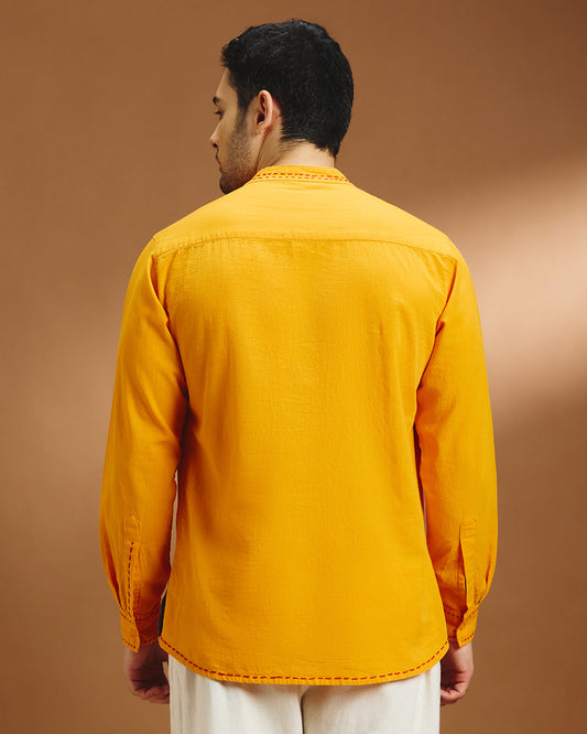Utsav Festive Shirt - Marigold Yellow