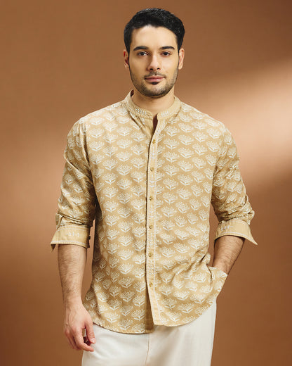 Roshni Botanical Shirt - Beige