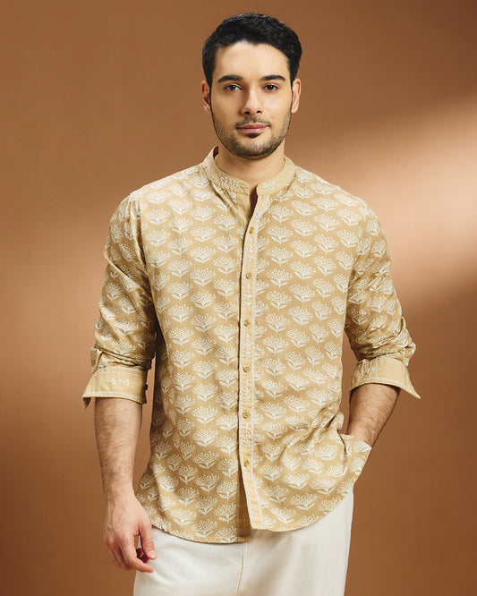 Roshni Botanical Shirt - Beige